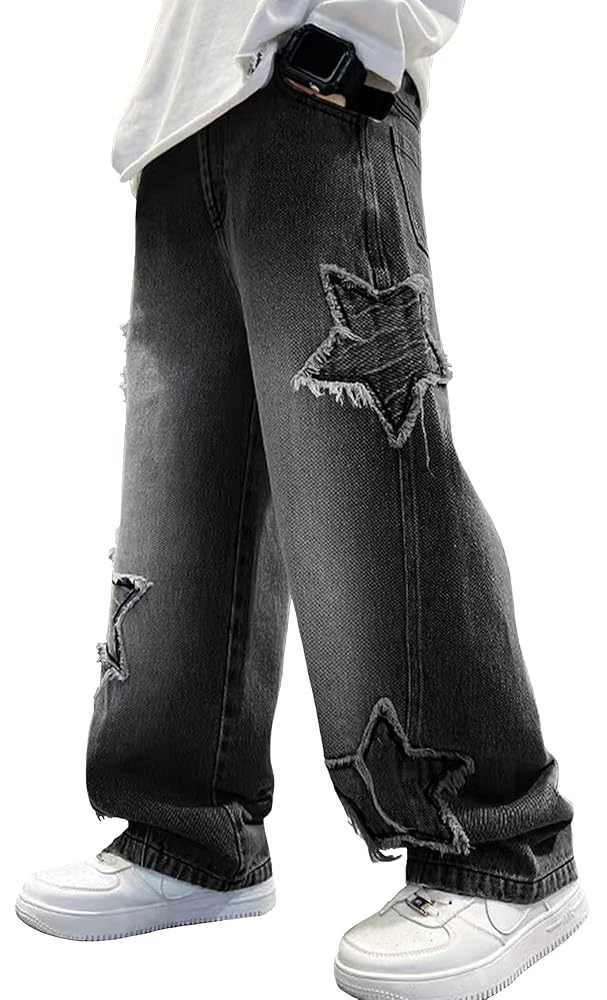 【GRANCY】ZipDesign Buggy DenimPants Amazon.com: Happy Cherry Boys Pull On Jeans Baggy Star
